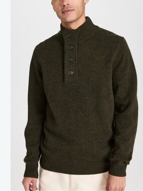 Italian Merino Wool Banana Republic Olive Green Turtleneck Button Sweater XL